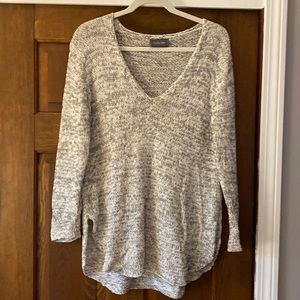 Wooden Ships black and white marble cotton lightweight knit v neck sweater sm md